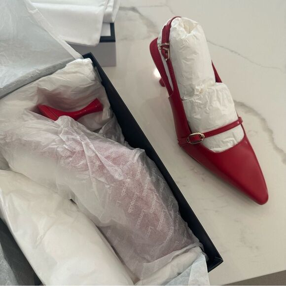 LARROUDE Ines Pump in Scarlet Leather NEW IN BOX! - Picture 14 of 14